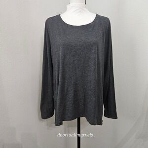 Eileen Fisher Organic Cotton Relaxed Pullover Top Bateau Neck sz L Minimalist